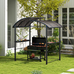 Outdoor Grill Bbq Gazebo 2 Shelves And Poles Hanging Tools