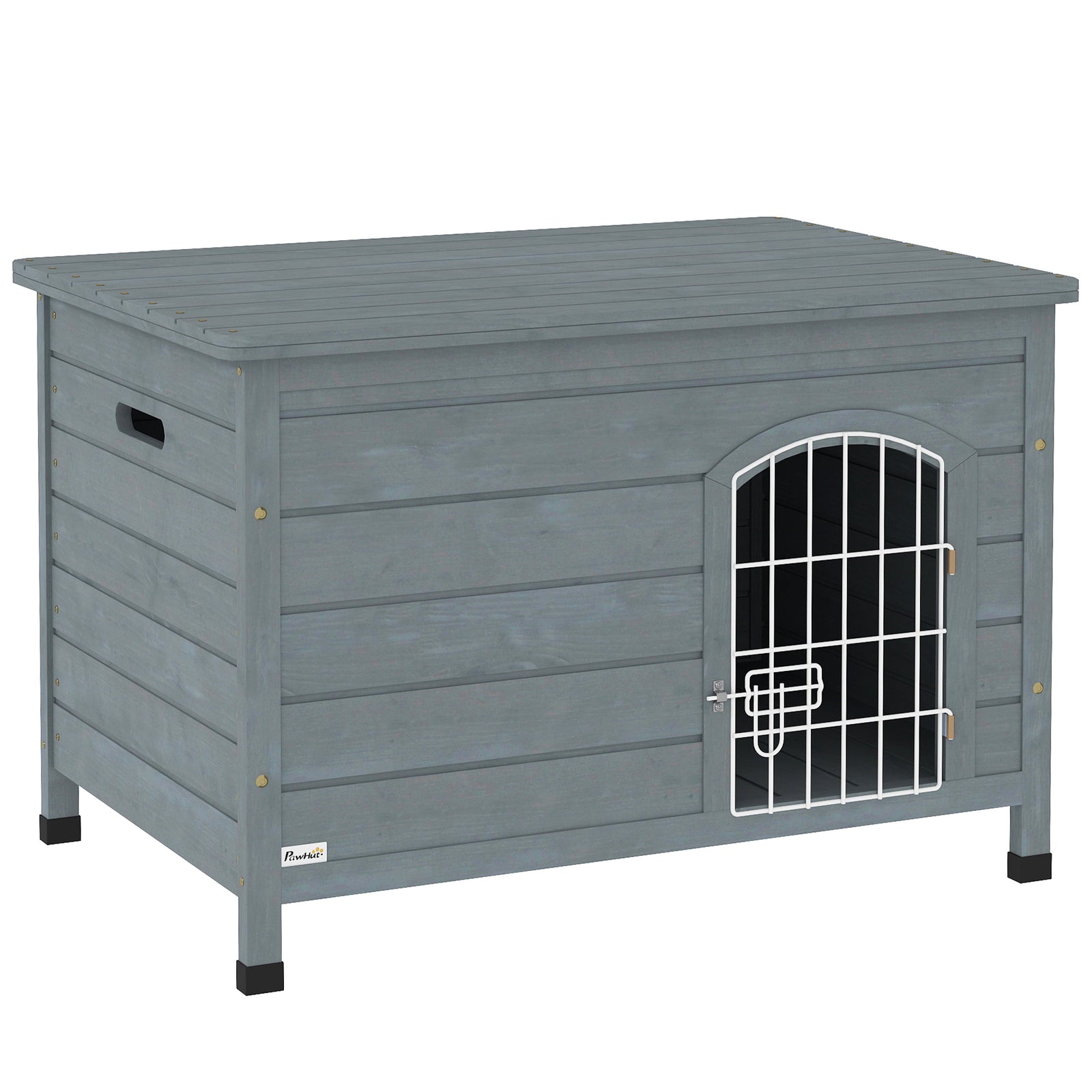 Wooden Dog House, Dog Kennel W/ Removable Bottom, Dark Grey