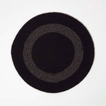 Braided 100% Cotton Round Placemats Set Of 4 | 40cm | Black & Grey