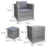 Malta Rattan 9 Seat Firepit U-shape Sofa Set | Mixed Grey