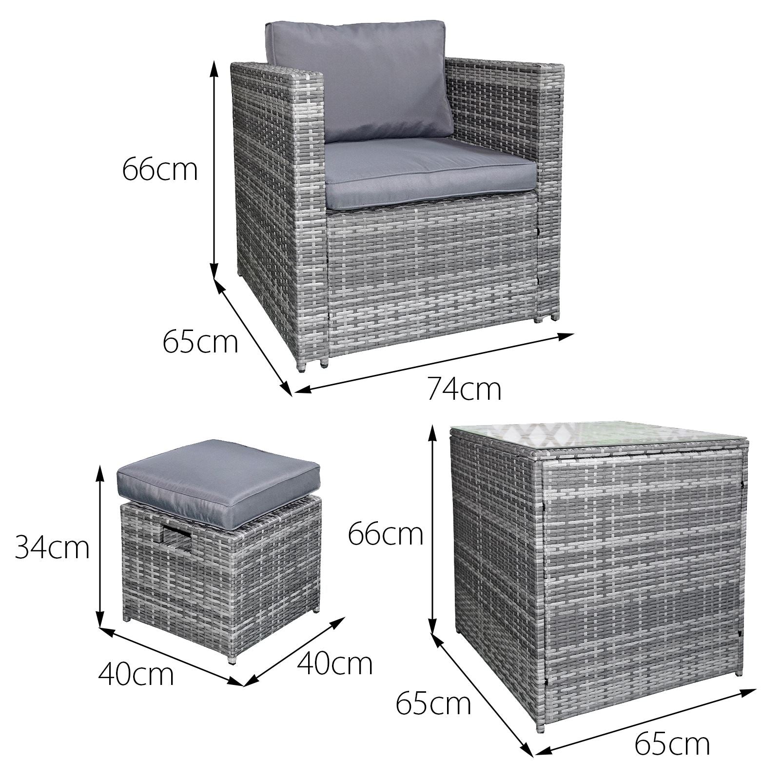 Malta Rattan 9 Seat Firepit U-shape Sofa Set | Mixed Grey
