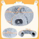 Donut Play Tunnel Bed With Washable Cushion And Toy Ball, Light Grey