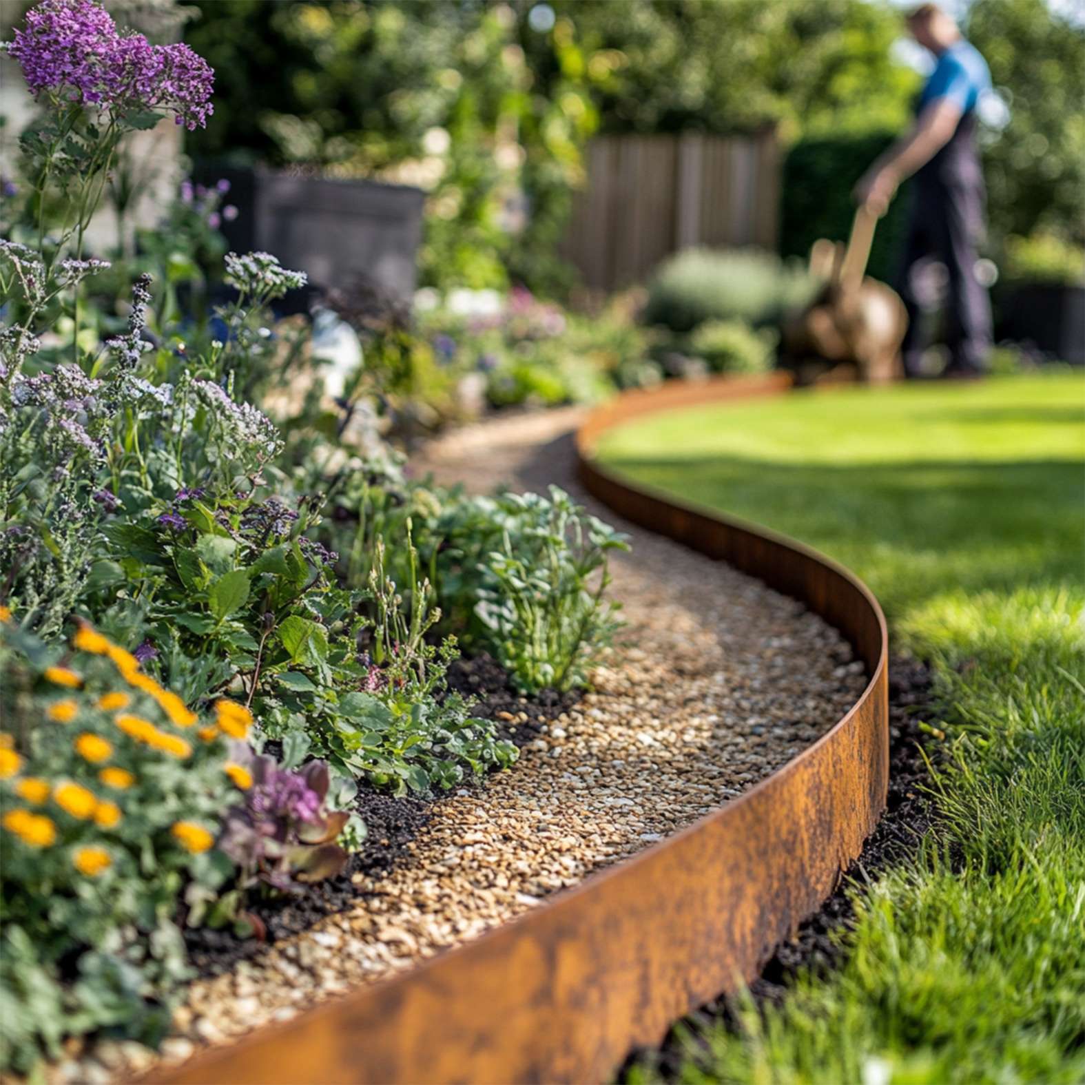 Pre Rusted Corten Metal Lawn Edging Garden Border Roll | 10m | Rust