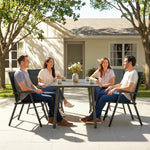 Folding Garden Chairs Set With High Back, Armrests | Set of 4 | Black