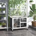 Wood Rabbit Hutch Bunny Cage Pet House Indoor W/ Tray Ramp | Gray