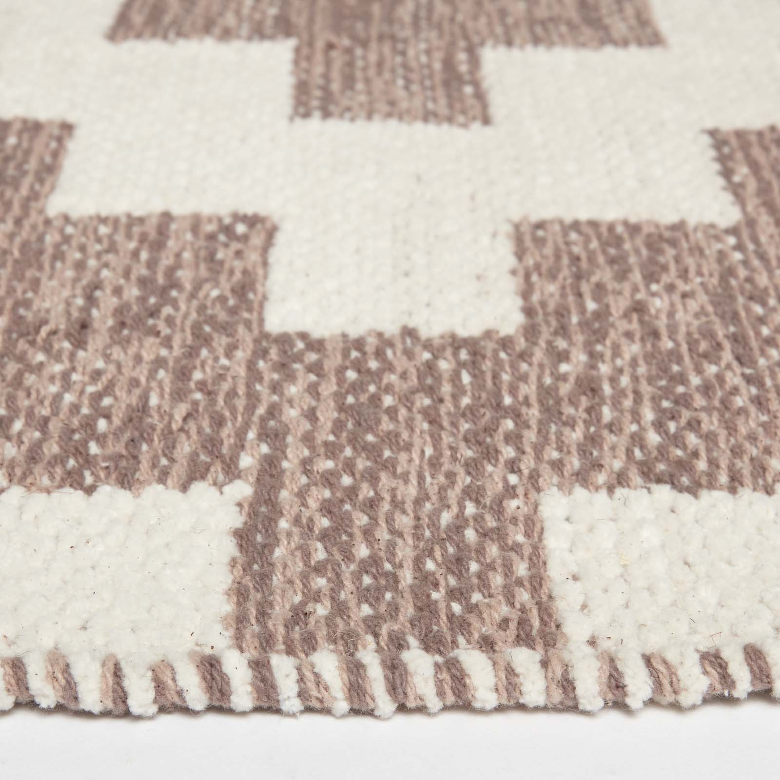 Malina Brown & Natural Kilim Cotton Rug | 200cm | Natural