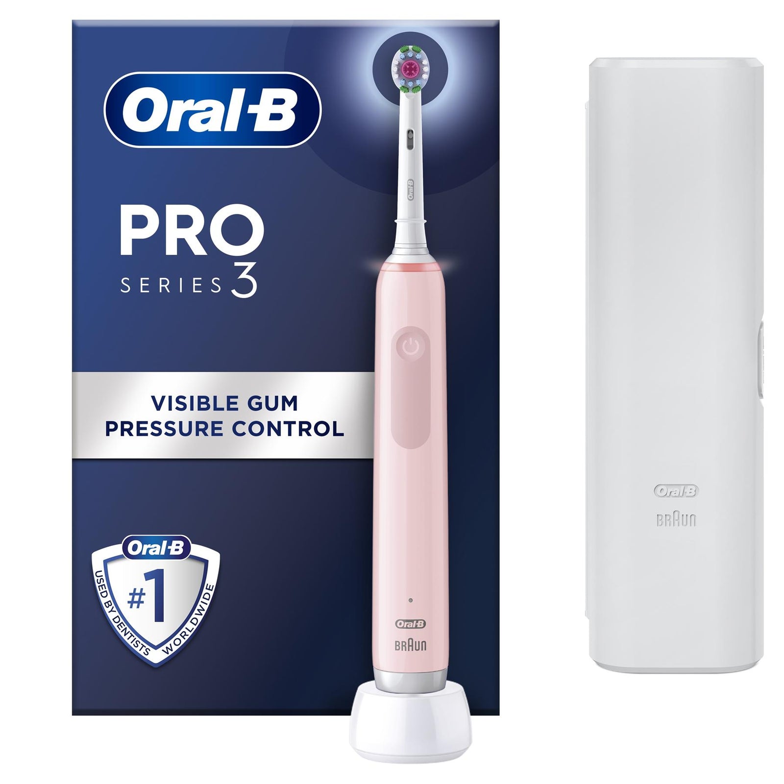Pro 3 3500 Electric Toothbrush With Smart Sensor Cross Action, Pink