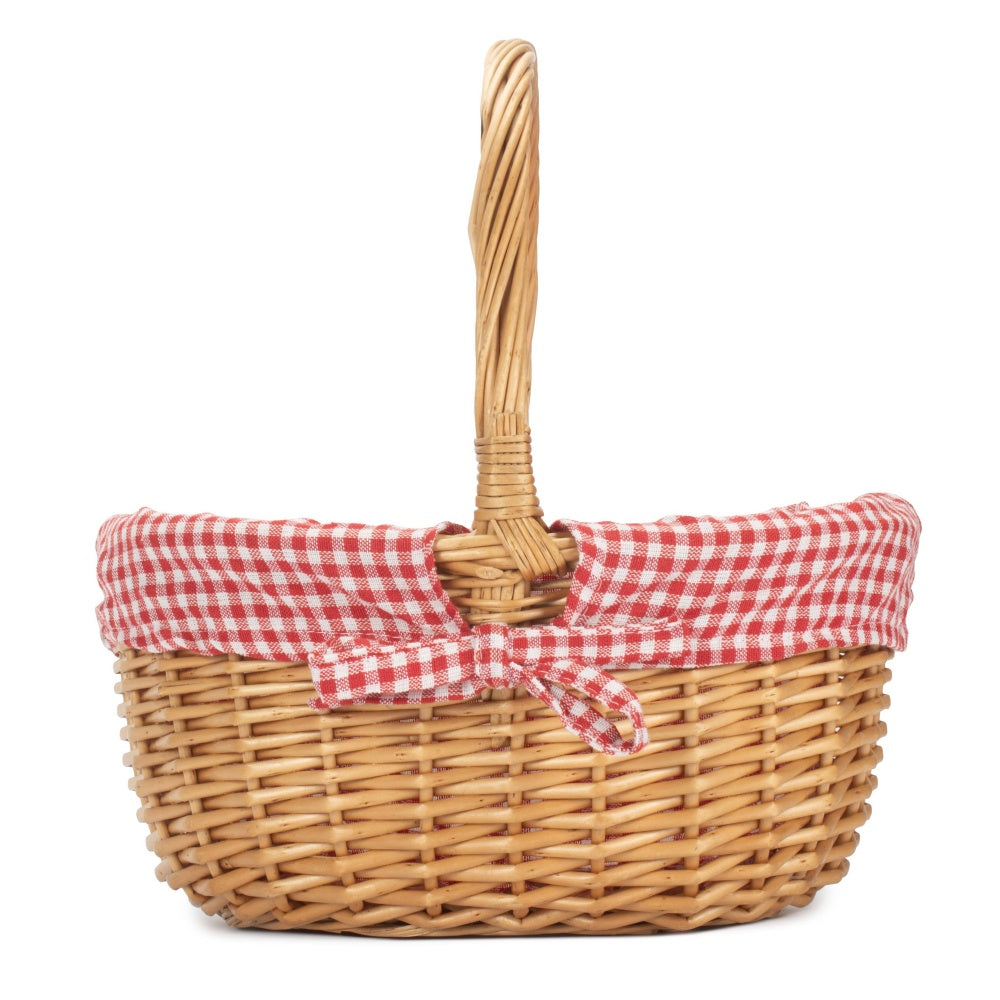 Wicker Shopping Basket Buff Willow Oval Shopper | Red