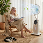 16" Pedestal Fan With Water Mist Spray Standing Fan, 3.1l Tank, White