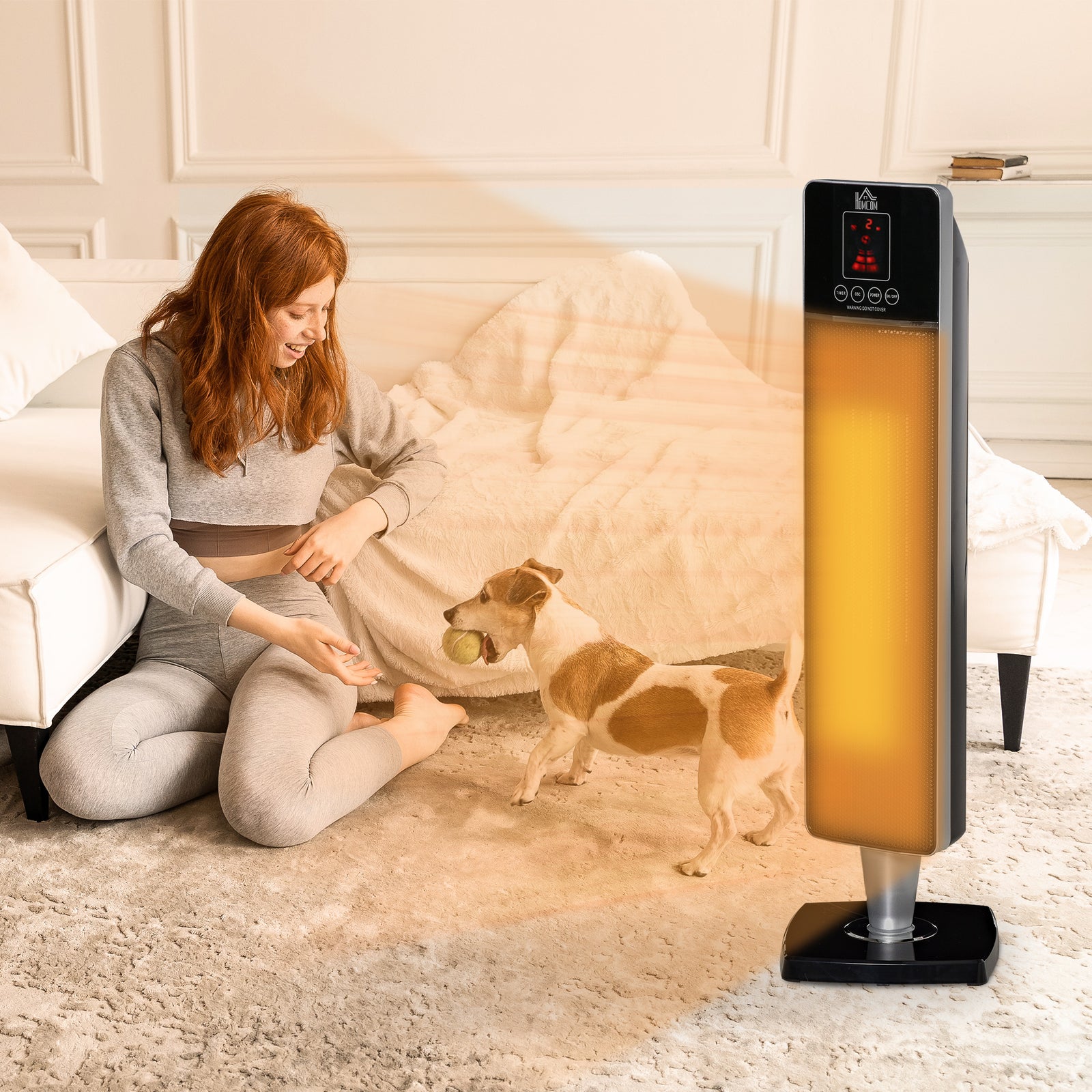 Ceramic Tower Heater With Remote Control 8h Timer