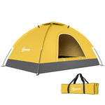 2 Person Camping Tent, Dome Tent With Storage Pocket | Yellow