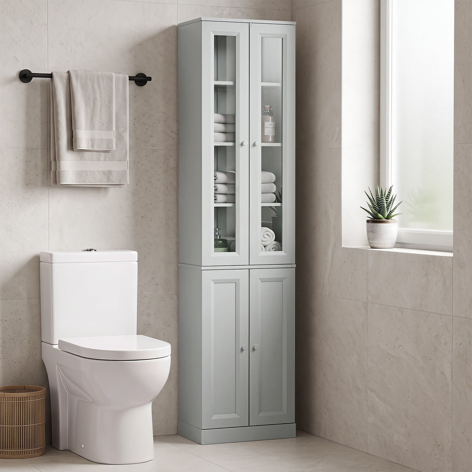 Tall Bathroom Storage Cabinet, 6-tier Bathroom Cabinet | Blue