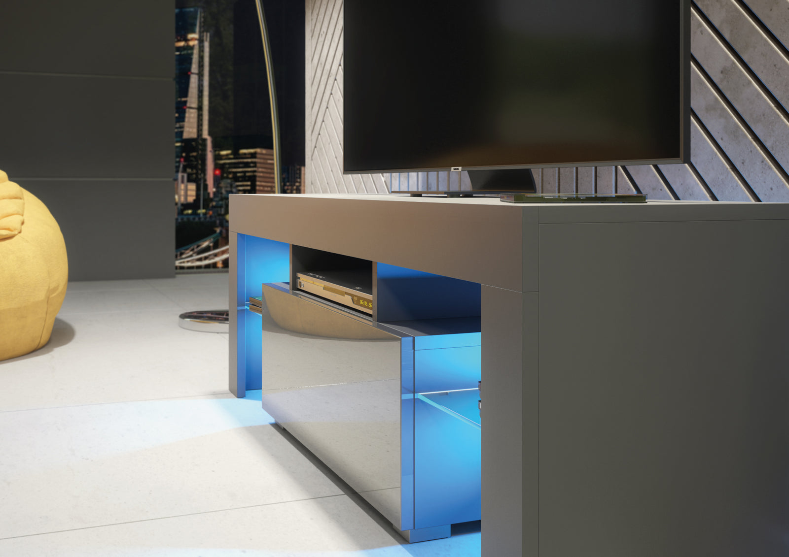 Floe Tv Unit 130cm With Led Lights | Dark Grey
