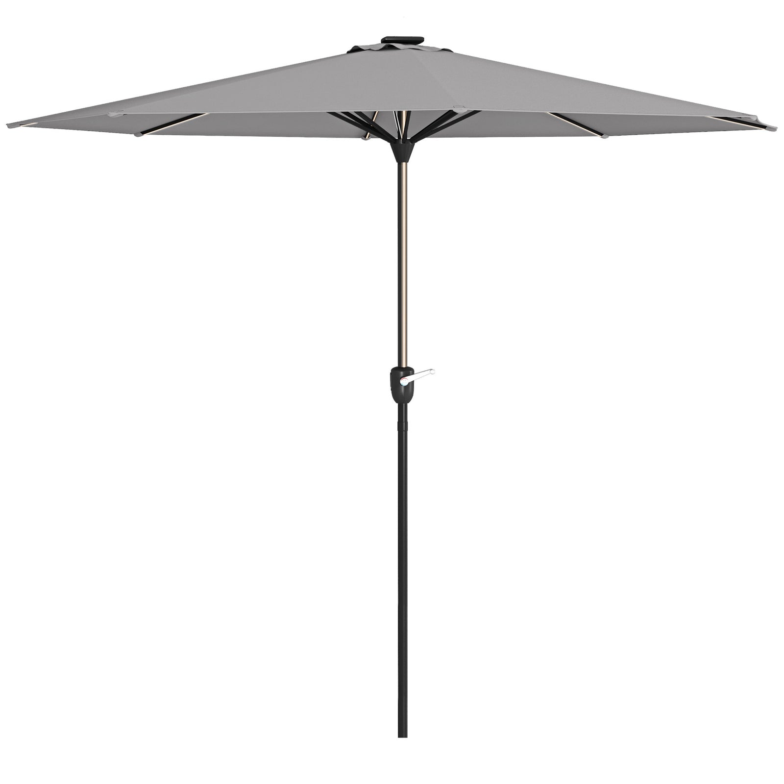 2.65m Parasol W/ Solar Led Lights & Crank Handle | Light Slate Gray