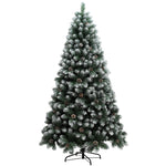 5/6/7ft Artificial Pine Christmas Tree With Pinecones, Steel Base | 7ft | Green