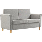 Double Seat Sofa Linen Upholstery Loveseat Couch Armrests | One Size | Charcoal Gray