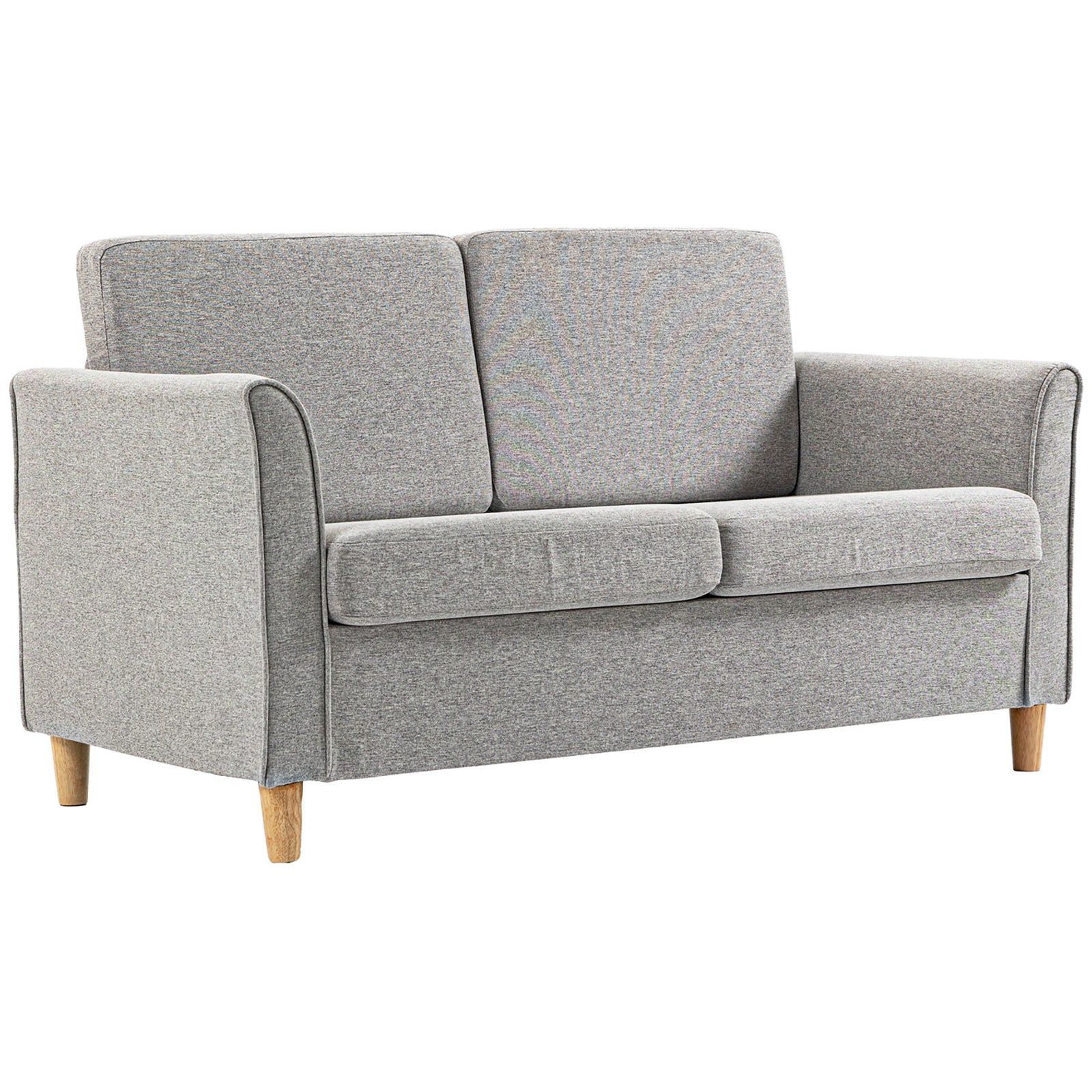 Double Seat Sofa Linen Upholstery Loveseat Couch Armrests | One Size | Charcoal Gray