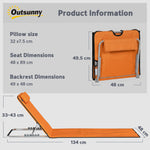 2pc Outdoor Beach Mat Steel Reclining Chair Set W/ Pillow | Orange