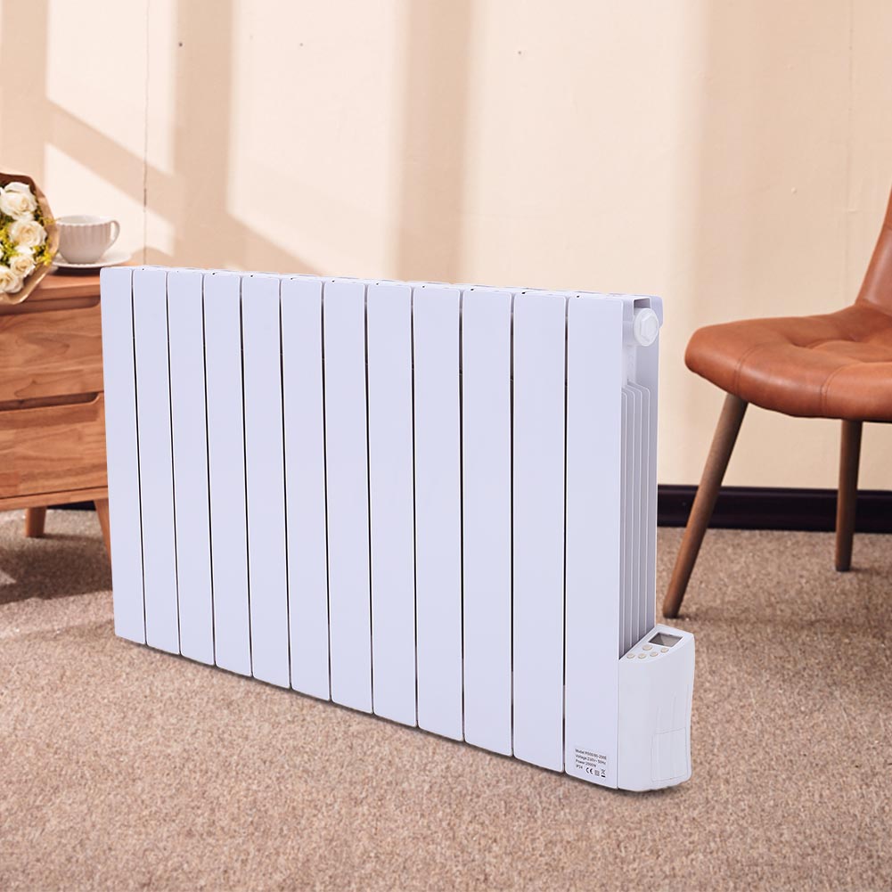 12 Fins 2000w Electric Oil Filled Radiator Space Panel Heater With Led Screen