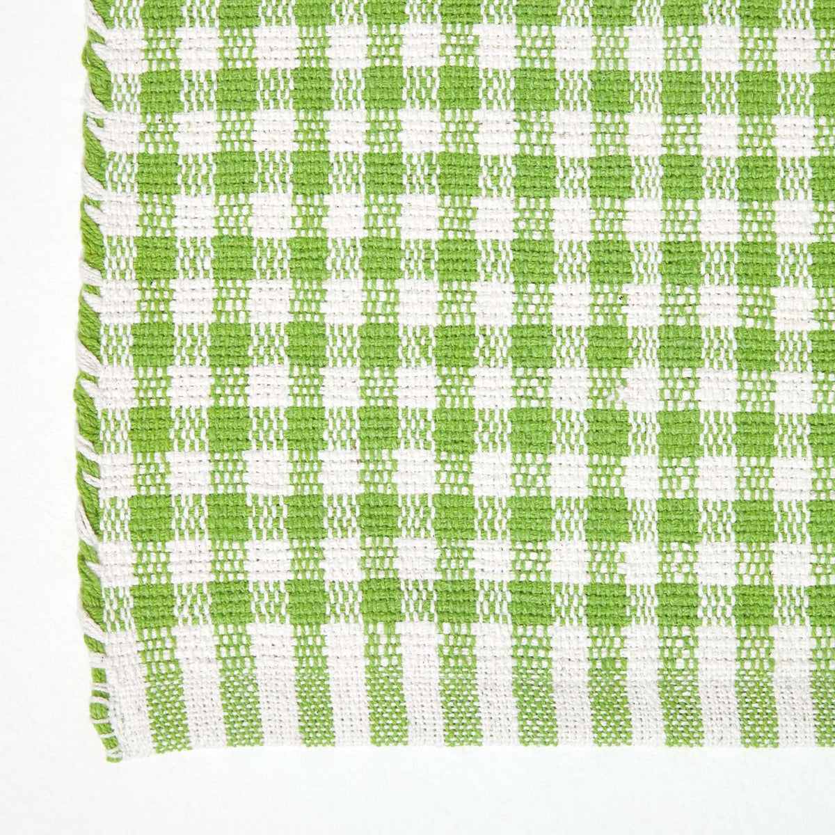 Cotton Gingham Check Rug Hand Woven | 170cm | Green