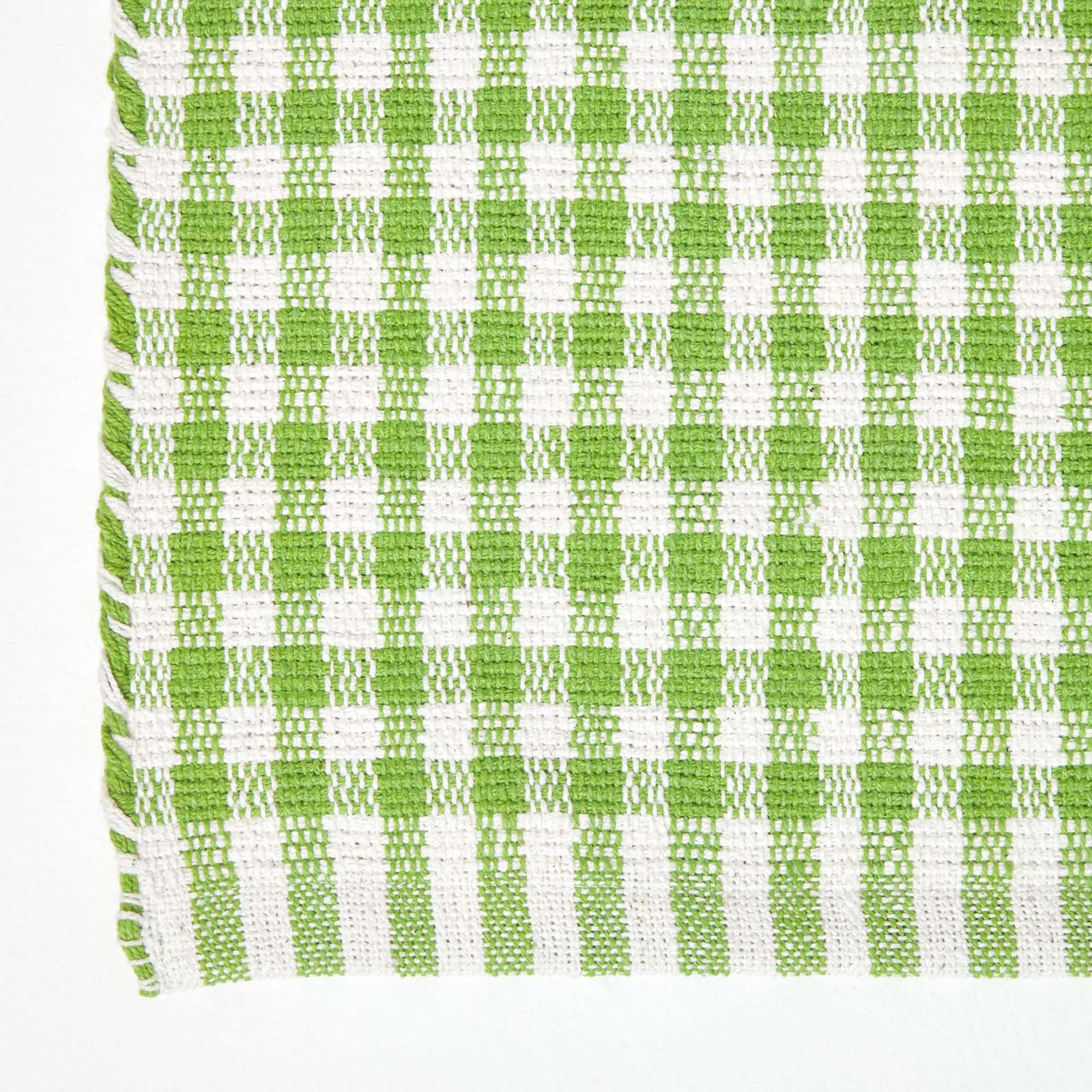 Cotton Gingham Check Rug Hand Woven | 200cm | Green