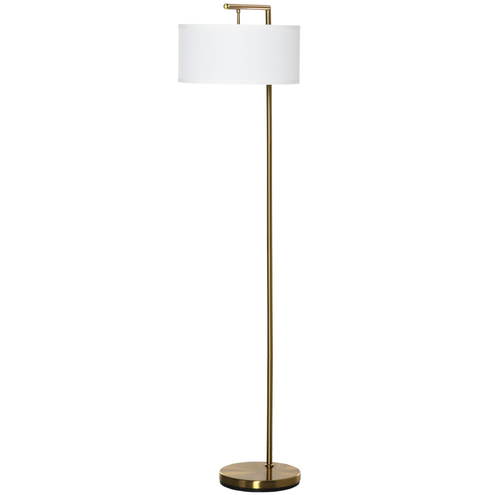 Floor Lamp With Linen Lampshade Round Base Bedroom