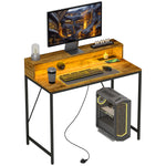 Computer Desk With Led Lights, Study Table With Shelf
