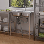 76cm*40cm*85cm H 201 Stainless Steel 2 Compartments Commercial Sink