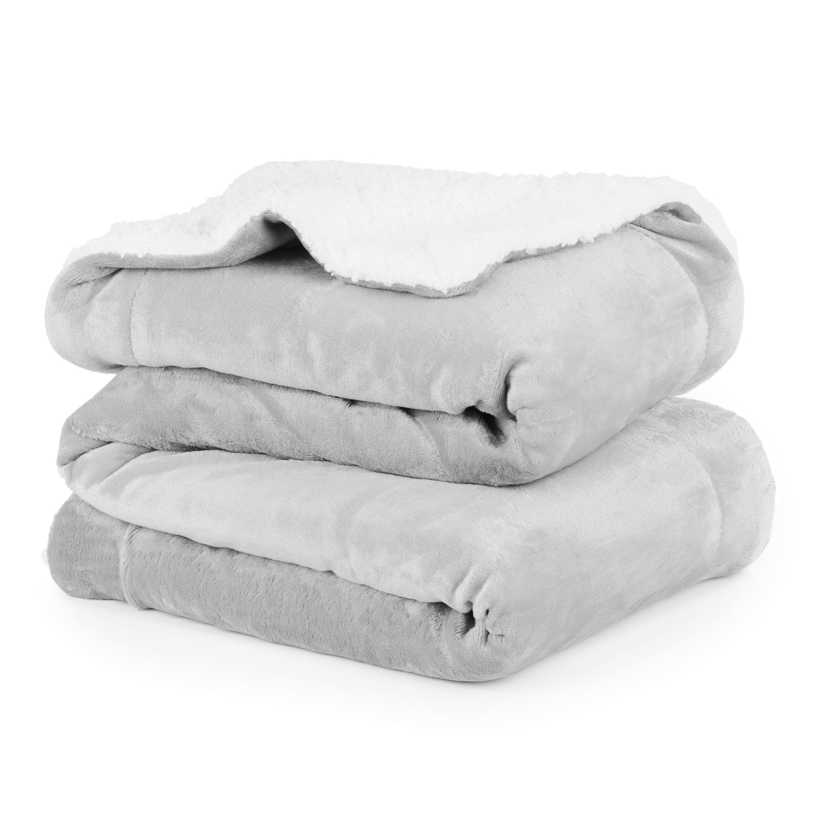 Double Sherpa Fleece Blanket - Misty Grey