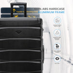 Set Of 3 Aluminium Frame/ABS Body Outer Cabin Carry & Check In Hold Luggage. Overhead Cabin Bag + Medium & Large Check-in Hold Suitcases | Set of 3 | Black