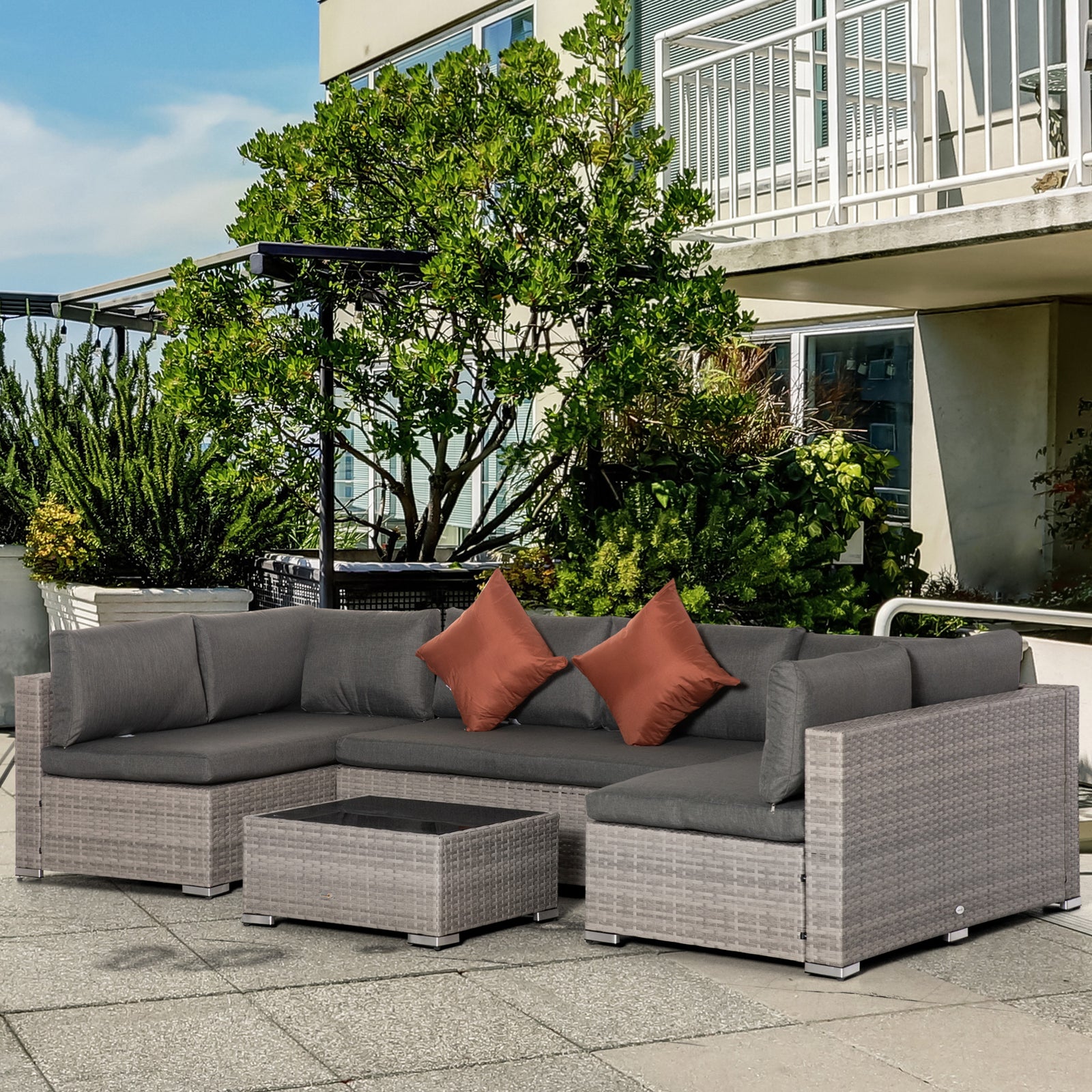 4 Pieces Patio Rattan Sofa Set Conservatory