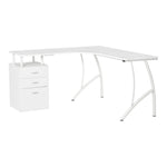 L-shaped Corner Pc Desk Table W/ Drawer Home Office | White