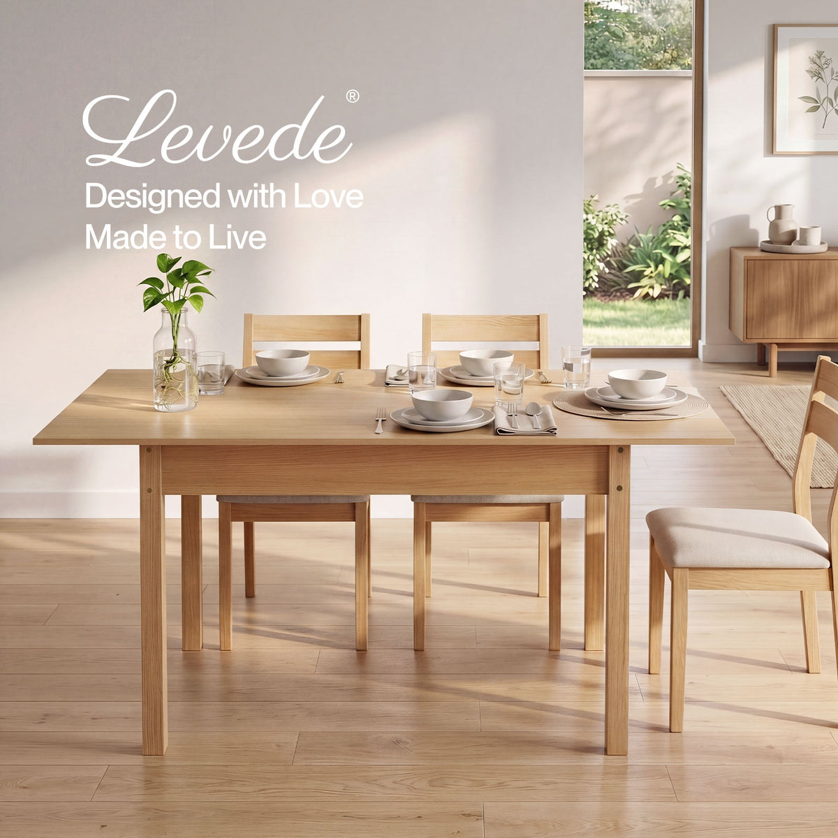 Extendable Dining Table Oak Modern Rectangular Kitchen Table 4-6 Seat | Oak