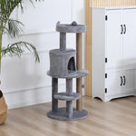 4 Tiers 104cm Cat Tree W/ Scratching Posts Perches  Hanging Ball | Gray