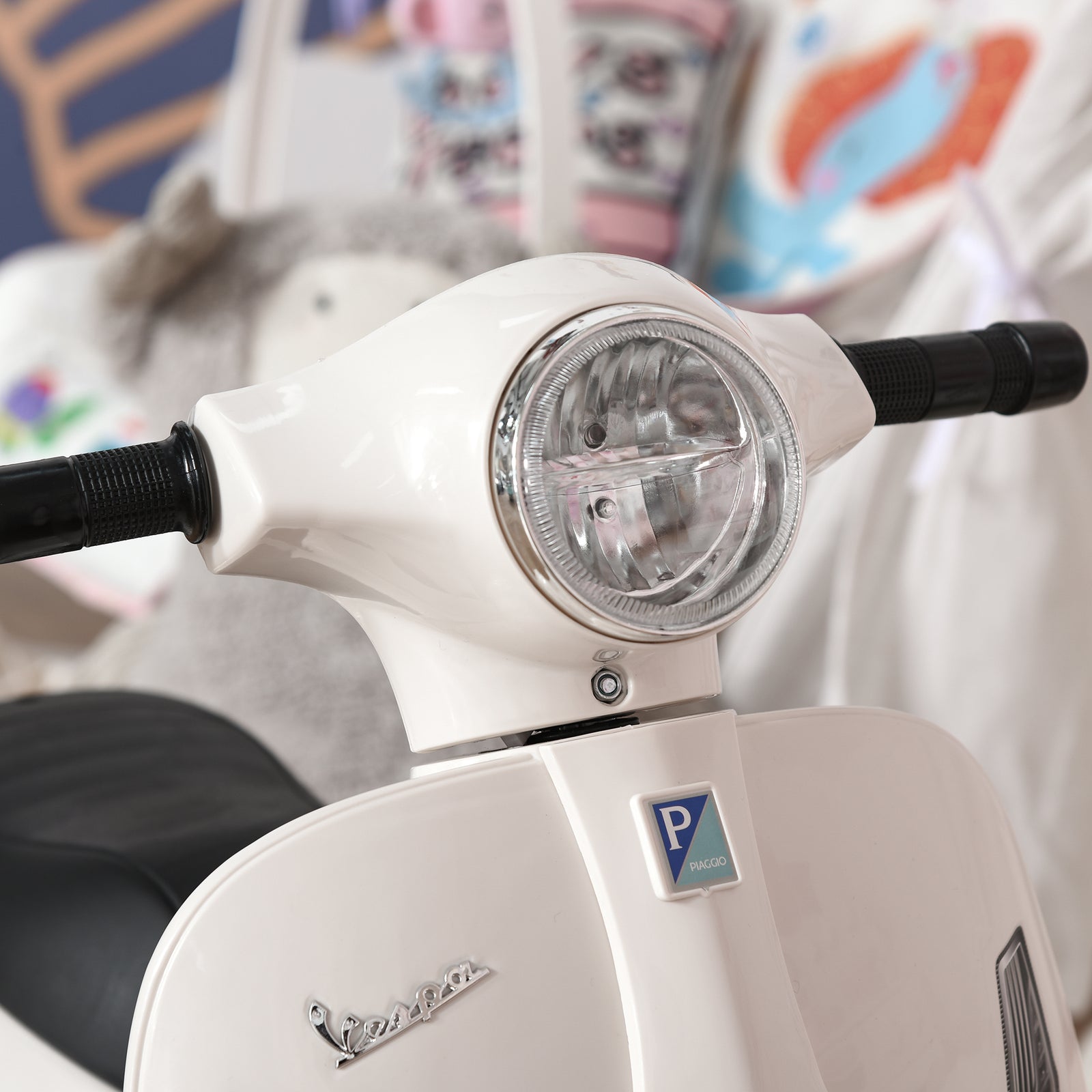 Vespa Licensed Kids Ride On Motorcycle 6v Battery Powered Electric Toys | White