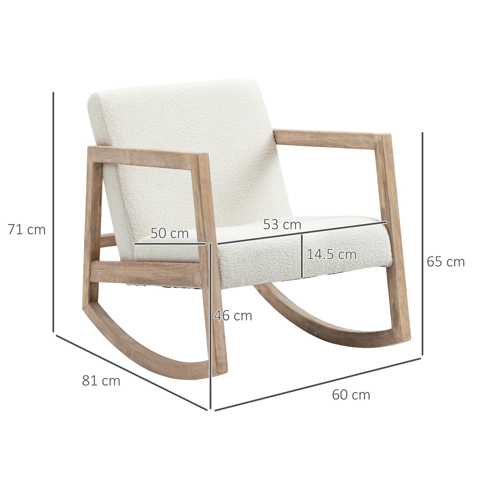 Rocking Chair Upholstered Armchair, Cream