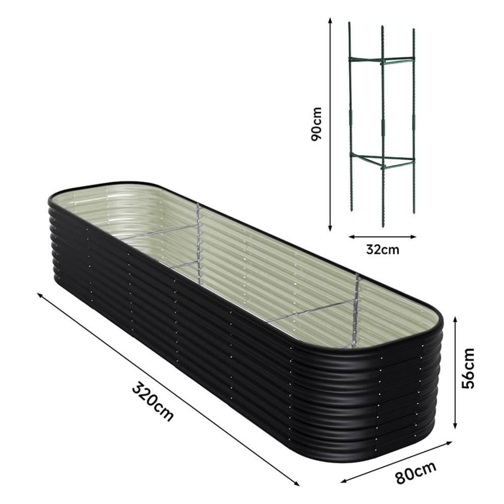 240cm/320cm Large Oval Galvanized Raised Garden Bed Rust-resistant Metal Planter Box | Large | Anthracite