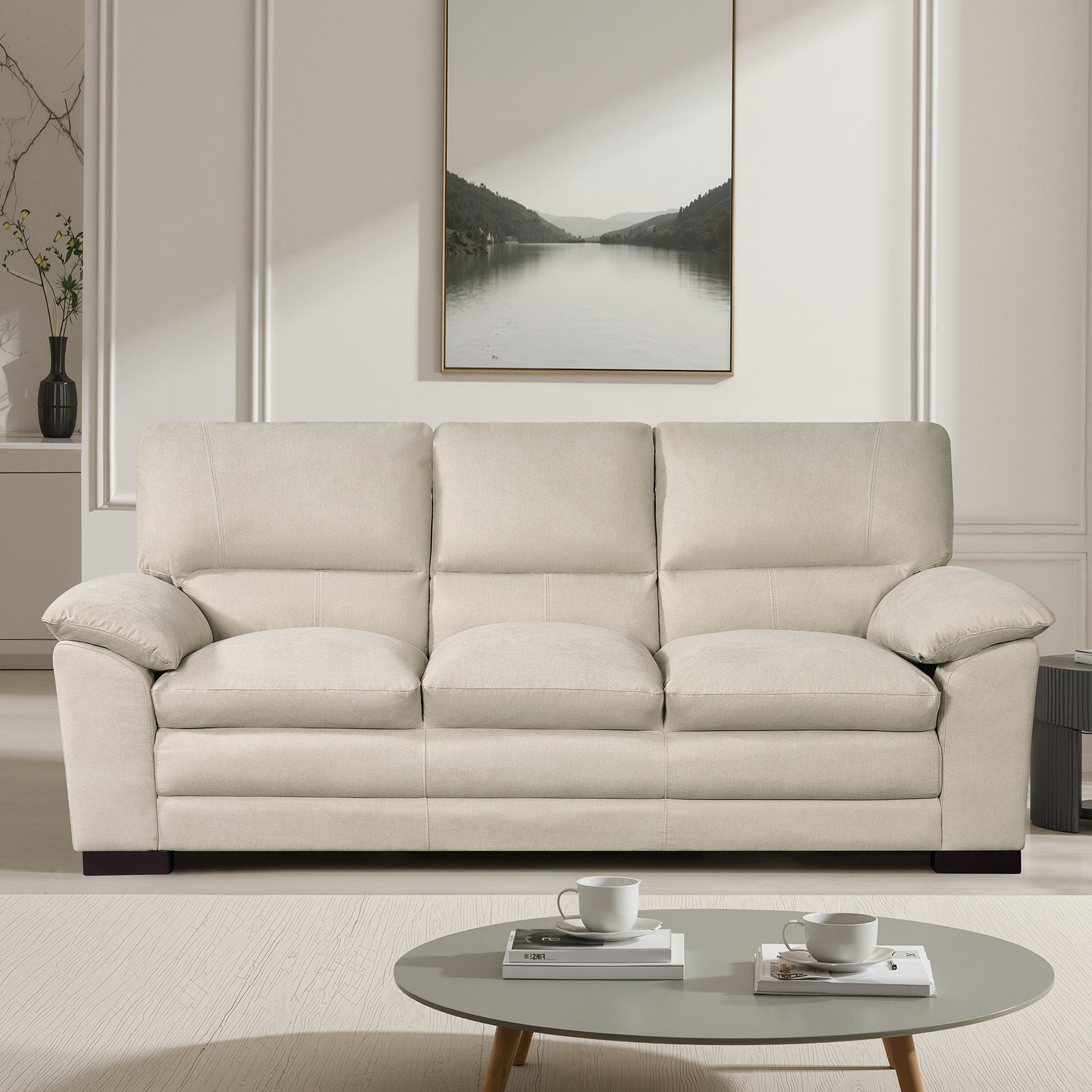 Ramona Soft Fabric 3 Seat Sofa | Ecru