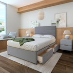 Plush Velvet Divan Base And Lined Headboard | King | Silver