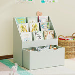 Kids Bookcase W/ 3 Tier Shelves, Drawer, For Bedroom, Nursery | Green