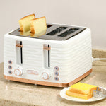 Toaster With 4 Slot, 7 Browning Levels, 1600w, Ripple | One Size | White