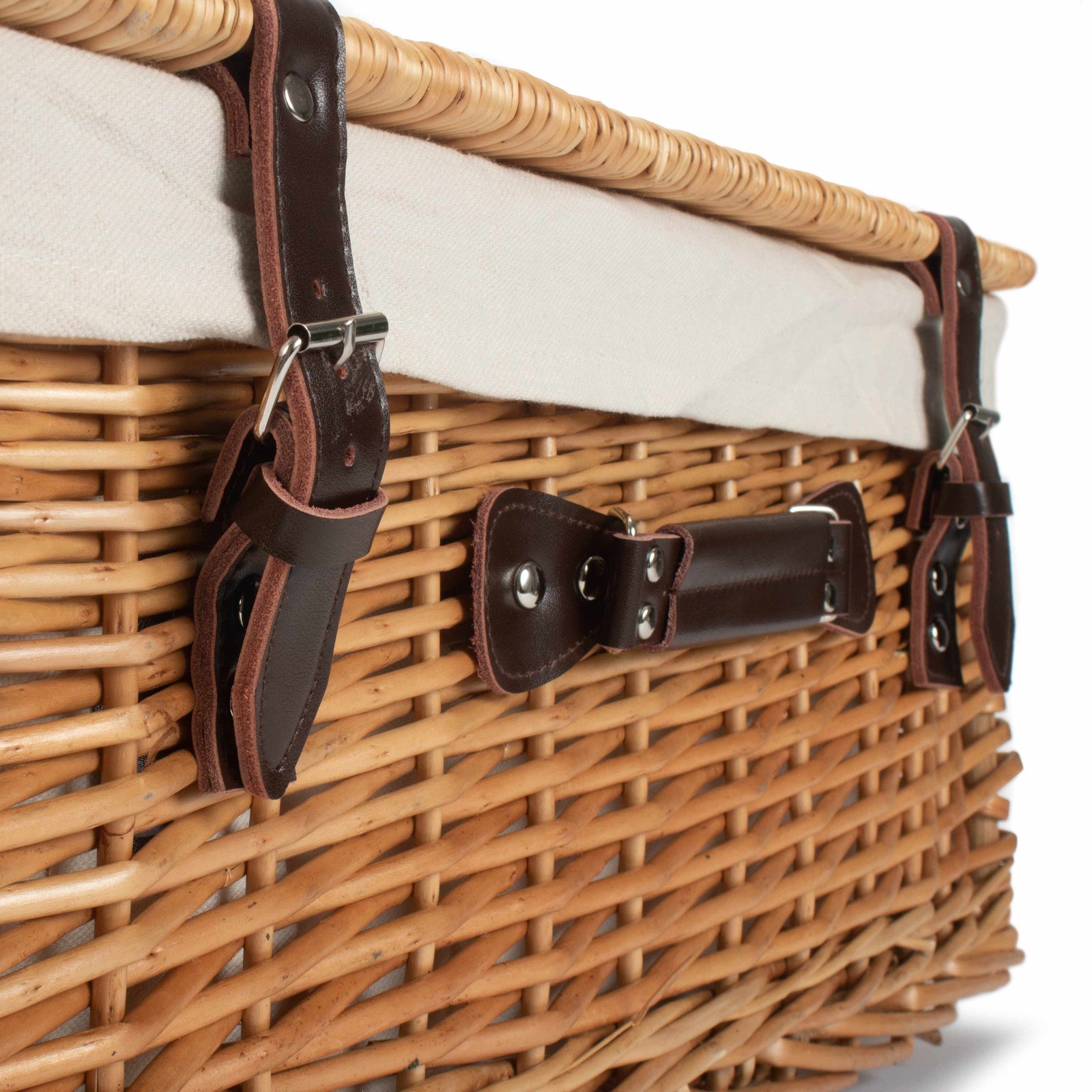 Wicker 55cm Buff Empty Picnic Basket Unlined | White