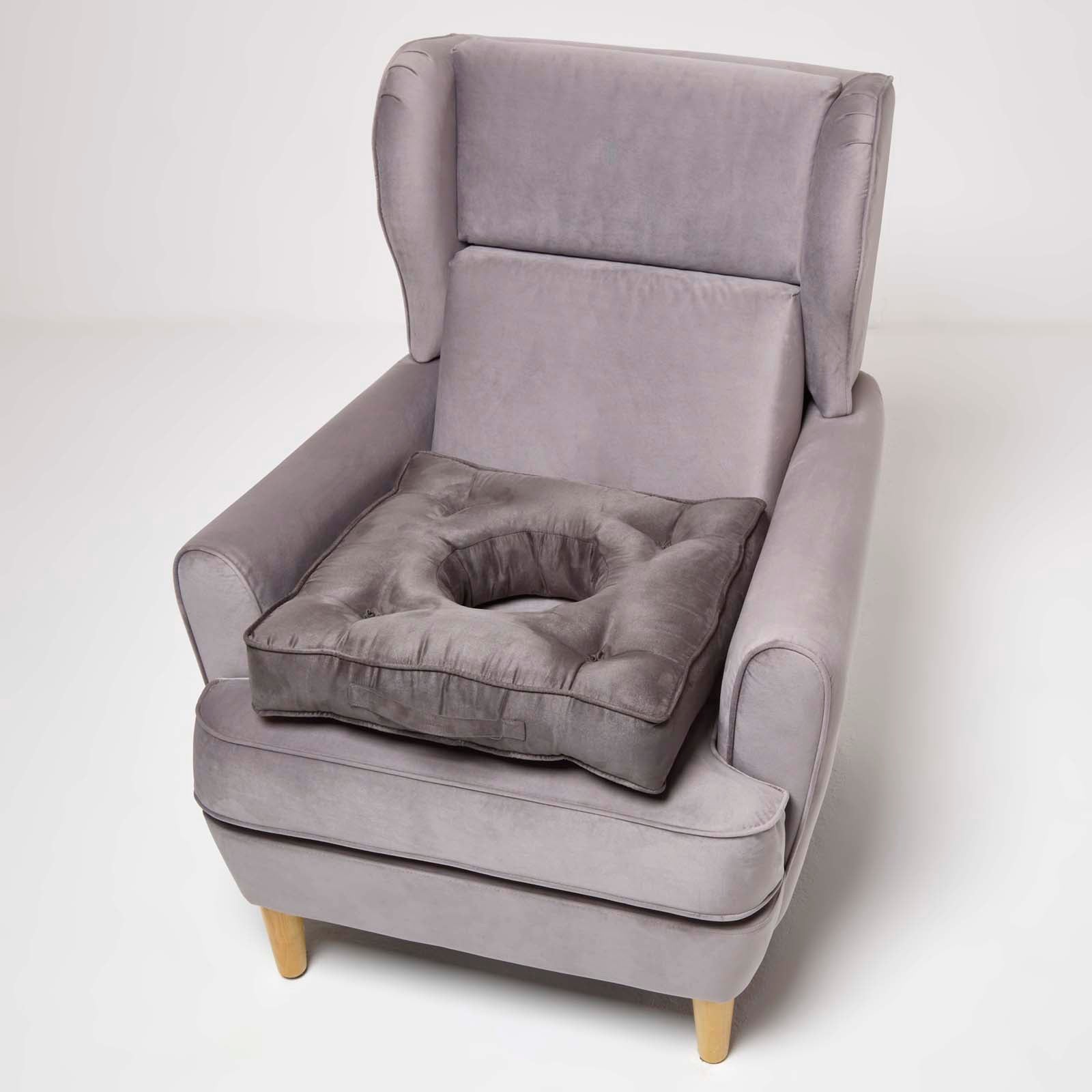 Faux Suede Coccyx Armchair Cushion | 50cm x 50cm | Grey