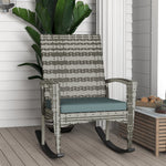 Rattan Rocking Chair Garden Recliner | Dark Grey