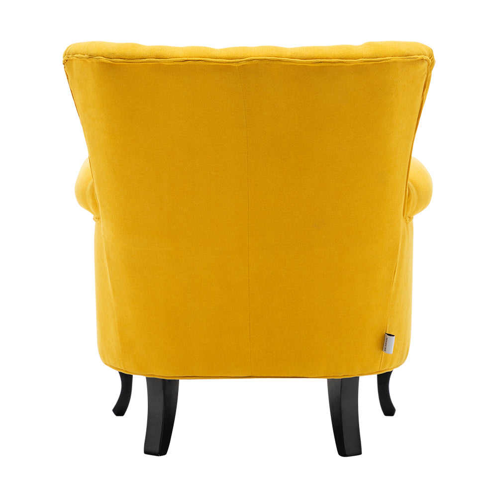 Upholstered Nail Head Modern Buttoned Armchair With Lumbar Pillow And Cushion