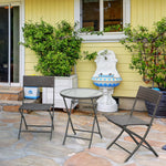 3 Pieces Bistro Set Rattan Furniture Garden Patio Steel
