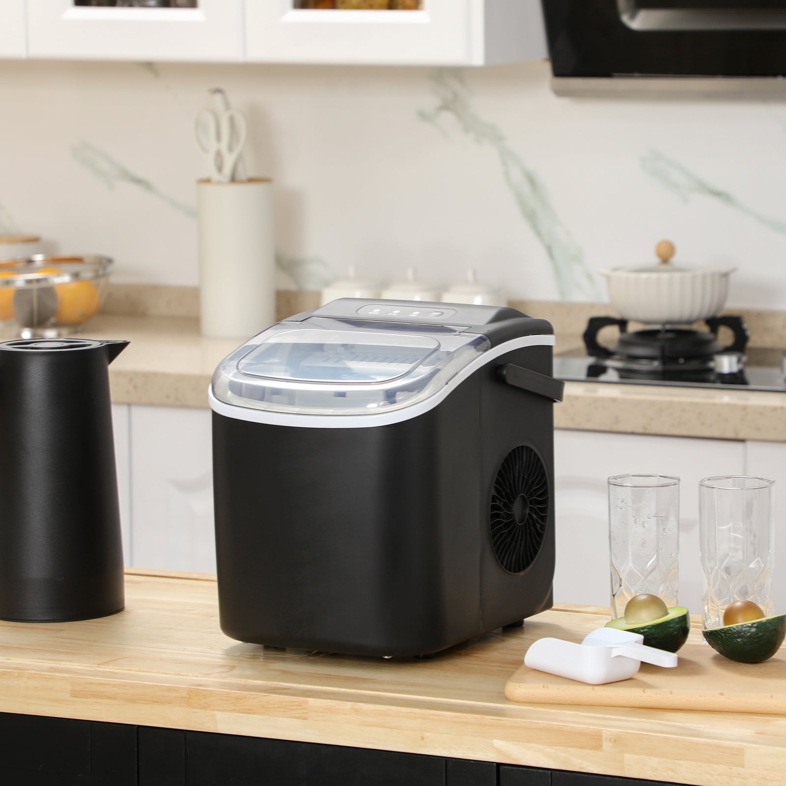 Ice Maker With Ice Scoop 12kg In 24hrs 9 Cubes In 6 To 12min | One Size | Black