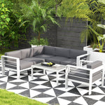 5 Pcs Garden Sofa Set W/ Cushions, Aluminium Furniture Sets | Light Slate Gray