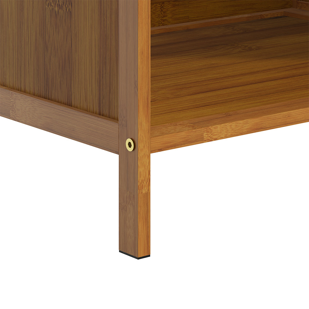 4-tier Open Bookcase, Small Space Bamboo Storage Shelf, Freestanding Corner Organizer With Raised Feet