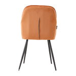 Set Of 2 Modern Velvet Dining Chairs With Armrests And Black Iron Legs | Orange